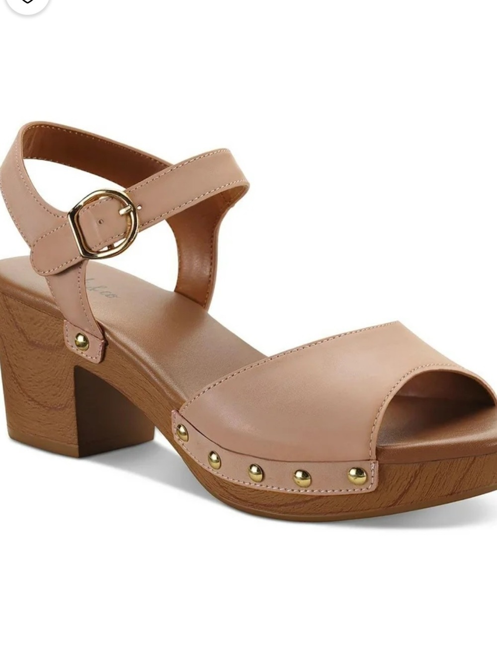 Style & Co. Womens Anddreas Faux Leather Clog Heel Sandals Size 10.5 beige
